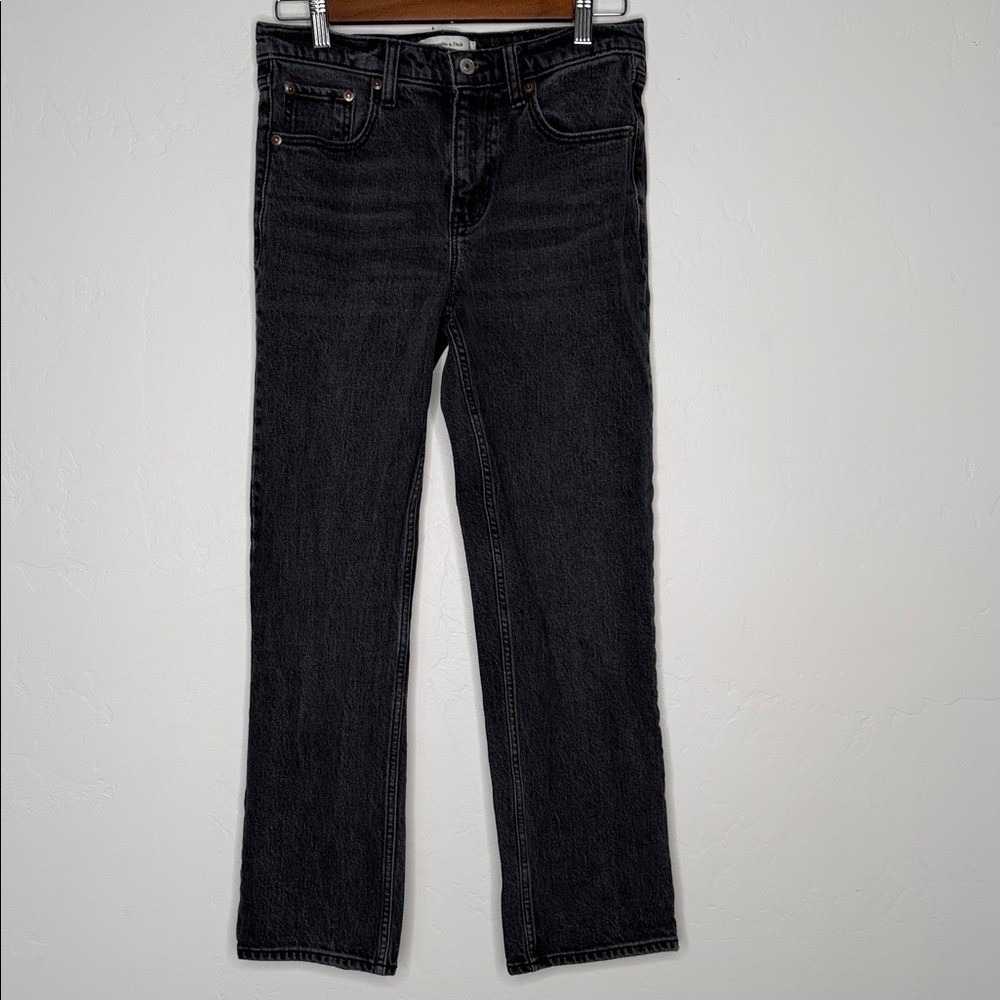 Abercrombie Straight Mid Rise Jeans Black Size 26 Short